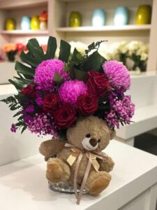 TEDDY- FLOWERS - FREE VASE !!