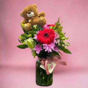 SEND A HUG - includes teddy vase and flowers